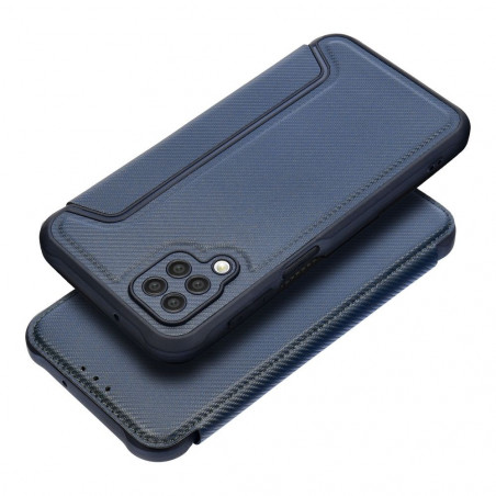 Samsung Galaxy A12 Portefeuilles Razor Book Fibre de carbone, Modèle de carbone  Bleu