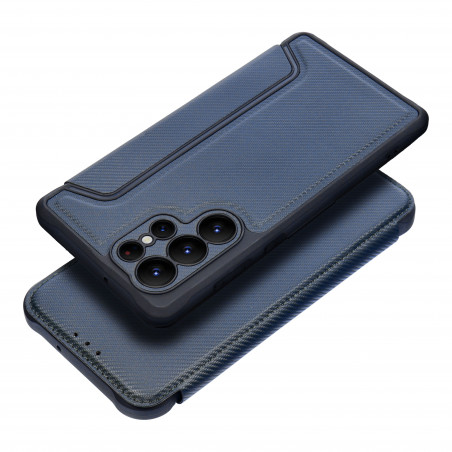 Samsung Galaxy A13 LTE Portefeuilles Razor Book Fibre de carbone, Modèle de carbone  Bleu