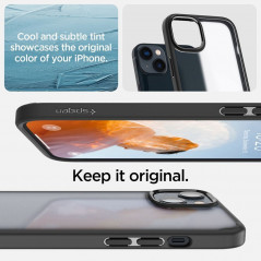 Apple iPhone 14 Coque Spigen Ultra Hybrid Clair comme du cristal  Noir givré