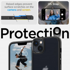 Apple iPhone 14 Coque Spigen Ultra Hybrid Clair comme du cristal  Noir givré