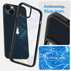 Apple iPhone 14 Coque Spigen Ultra Hybrid Clair comme du cristal  Noir givré
