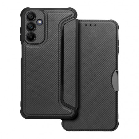 Samsung Galaxy A15 LTE Portefeuilles Razor Book Fibre de carbone, Modèle de carbone  Noir
