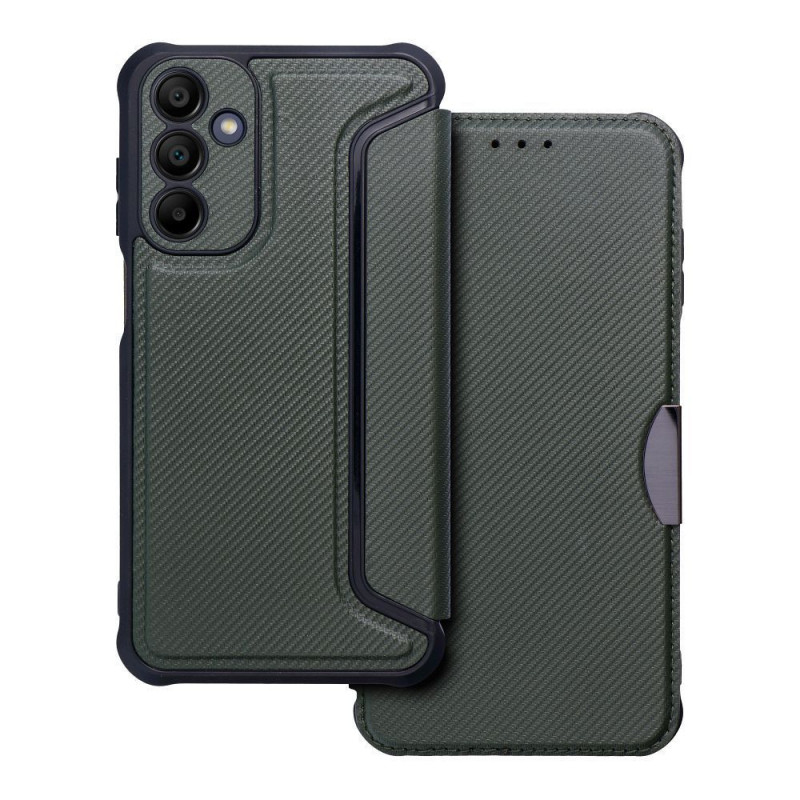 Samsung Galaxy A15 LTE Portefeuilles Razor Book Fibre de carbone, Modèle de carbone Vert foncé Samsung Galaxy A15 LTE Portefeuilles Razor Book Fibre de carbone, Modèle de carbone Vert foncé