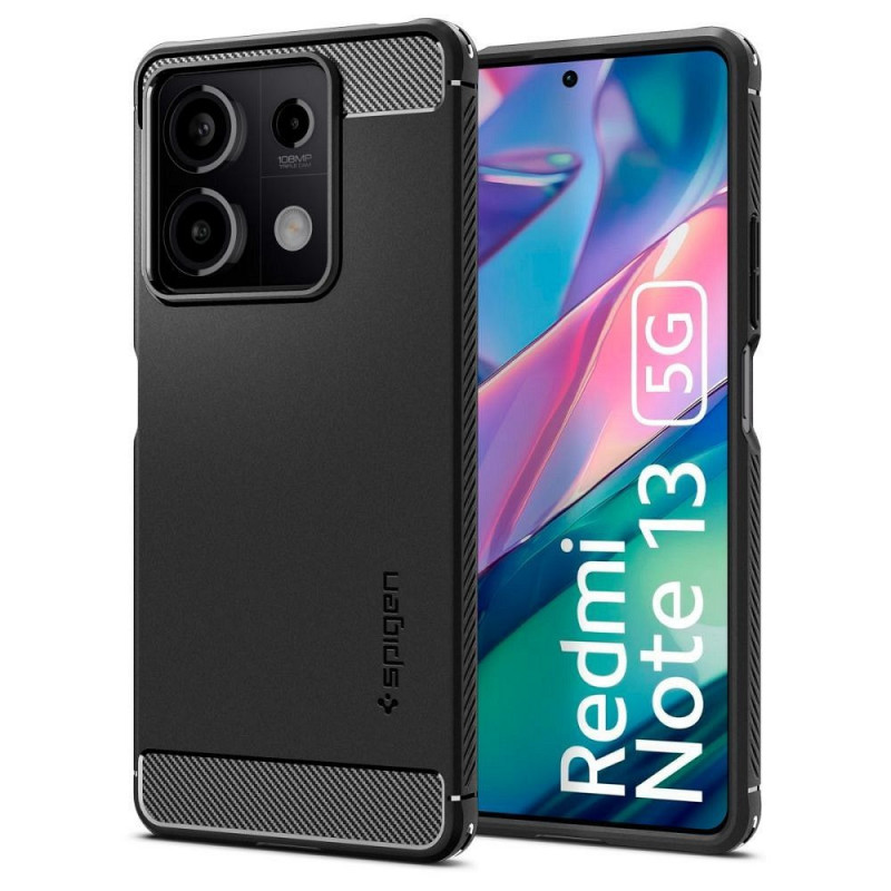 XIAOMI Redmi Note 13 5G Coque Spigen Armor Fibre de carbone, Élégant  Noir