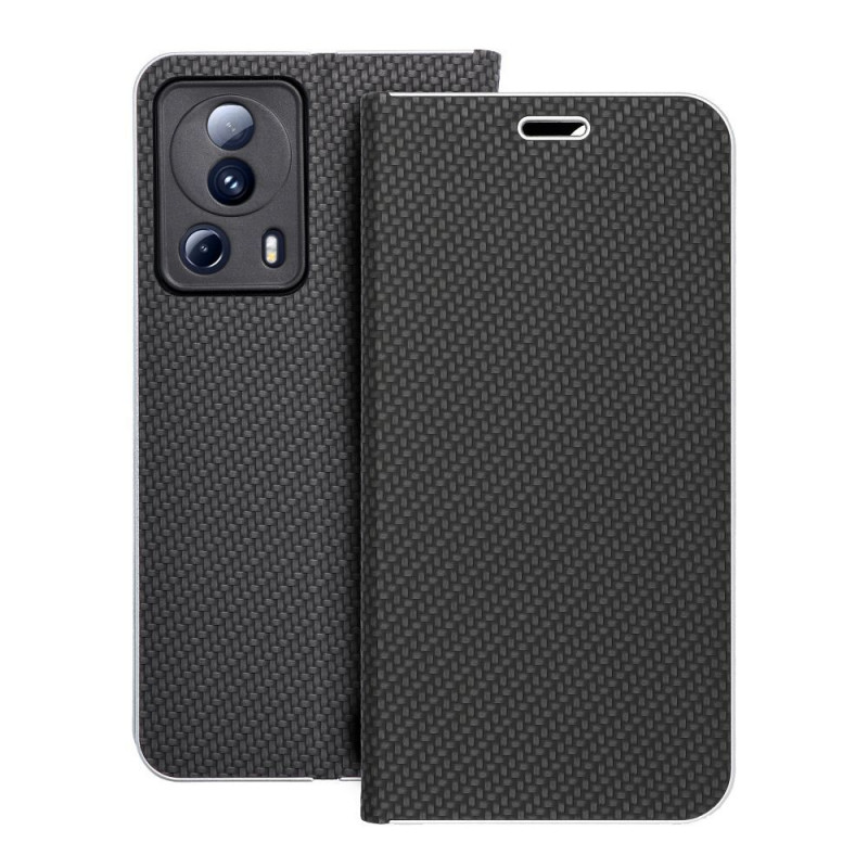 XIAOMI 13 Lite Portefeuilles LUNA Book Carbon Fibre de carbone, Élégant  Noir