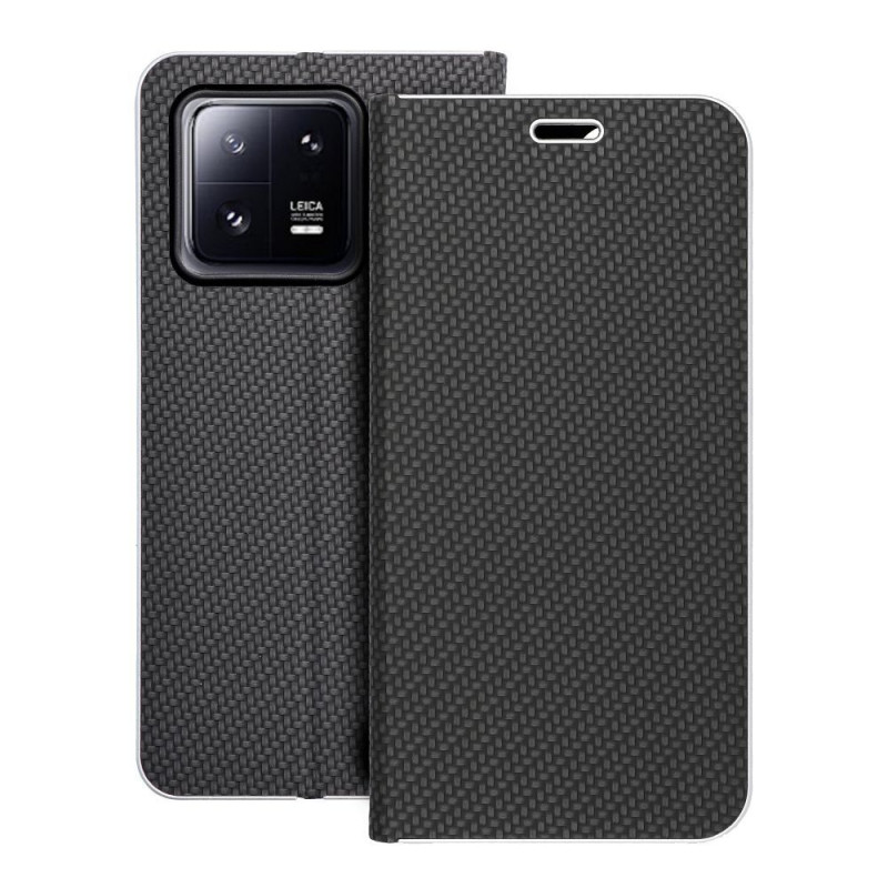 XIAOMI 13 Pro Portefeuilles LUNA Book Carbon Fibre de carbone, Élégant  Noir