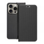 Apple iPhone 15 Pro Portefeuilles LUNA Book Carbon Fibre de carbone, Élégant  Noir