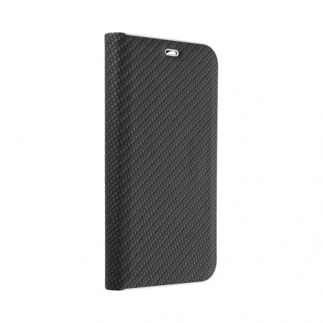 Apple iPhone 15 Pro Max Portefeuilles LUNA Book Carbon Fibre de carbone, Élégant  Noir