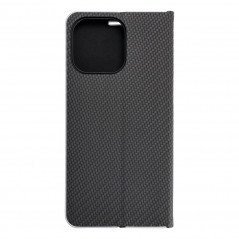 Apple iPhone 15 Pro Max Portefeuilles LUNA Book Carbon Fibre de carbone, Élégant  Noir