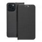 Apple iPhone 15 Portefeuilles LUNA Book Carbon Fibre de carbone, Élégant  Noir