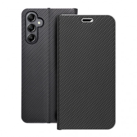 Samsung Galaxy A14 5G Portefeuilles LUNA Book Carbon Fibre de carbone, Élégant  Noir