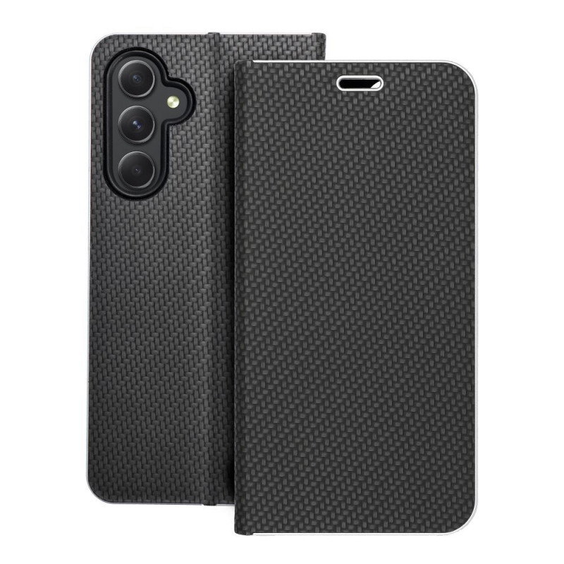 Samsung Galaxy A54 Portefeuilles LUNA Book Carbon Fibre de carbone, Élégant  Noir