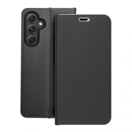Samsung Galaxy A54 Portefeuilles LUNA Book Carbon Fibre de carbone, Élégant  Noir