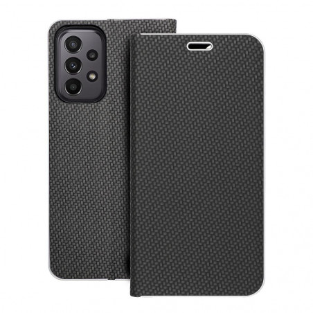 Samsung Galaxy A23 5G Portefeuilles LUNA Book Carbon Fibre de carbone, Élégant  Noir