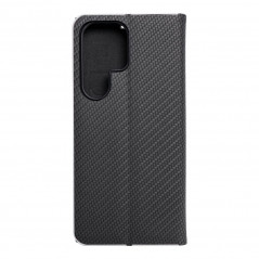 Samsung Galaxy S23 Ultra 5G Portefeuilles LUNA Book Carbon Fibre de carbone, Élégant  Noir