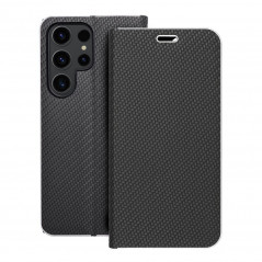 Samsung Galaxy S23 Ultra 5G Portefeuilles LUNA Book Carbon Fibre de carbone, Élégant  Noir