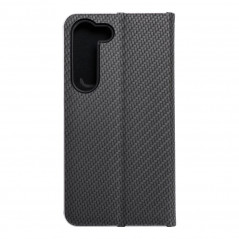Samsung Galaxy S23 5G Portefeuilles LUNA Book Carbon Fibre de carbone, Élégant  Noir