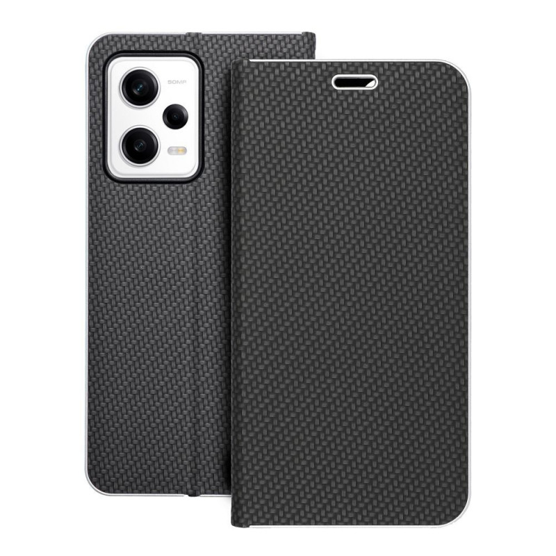 XIAOMI Redmi Note 12 Pro 5G Portefeuilles LUNA Book Carbon Fibre de carbone, Élégant  Noir