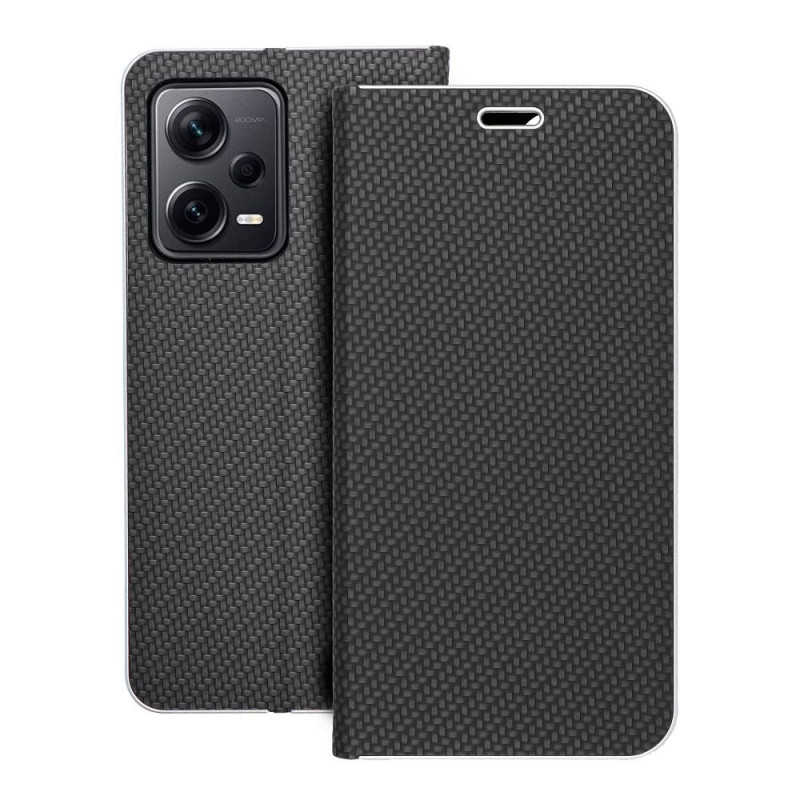 XIAOMI Redmi Note 12 Pro Plus 5G Portefeuilles LUNA Book Carbon Fibre de carbone, Élégant  Noir