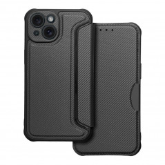Apple iPhone 15 Portefeuilles Razor Book Fibre de carbone, Modèle de carbone  Noir