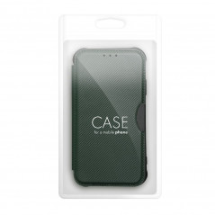 Apple iPhone 15 Plus Portefeuilles Razor Book Fibre de carbone, Modèle de carbone  Vert foncé