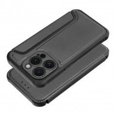 Apple iPhone 15 Pro Portefeuilles Razor Book Fibre de carbone, Modèle de carbone  Noir