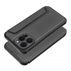 Apple iPhone 15 Pro Max Portefeuilles Razor Book Fibre de carbone, Modèle de carbone  Noir