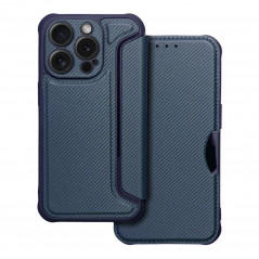 Apple iPhone 15 Pro Portefeuilles Razor Book Fibre de carbone, Modèle de carbone  Bleu