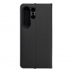 Samsung Galaxy S24 ULTRA Portefeuilles LUNA Book Carbon Fibre de carbone, Élégant  Noir