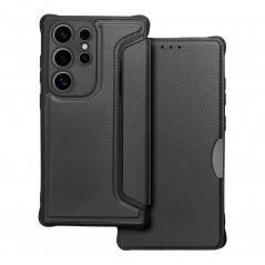 Samsung Galaxy S24 ULTRA Portefeuilles Razor Book Fibre de carbone, Modèle de carbone  Noir