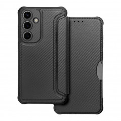 Samsung Galaxy S24 PLUS Portefeuilles Razor Book Fibre de carbone, Modèle de carbone  Noir