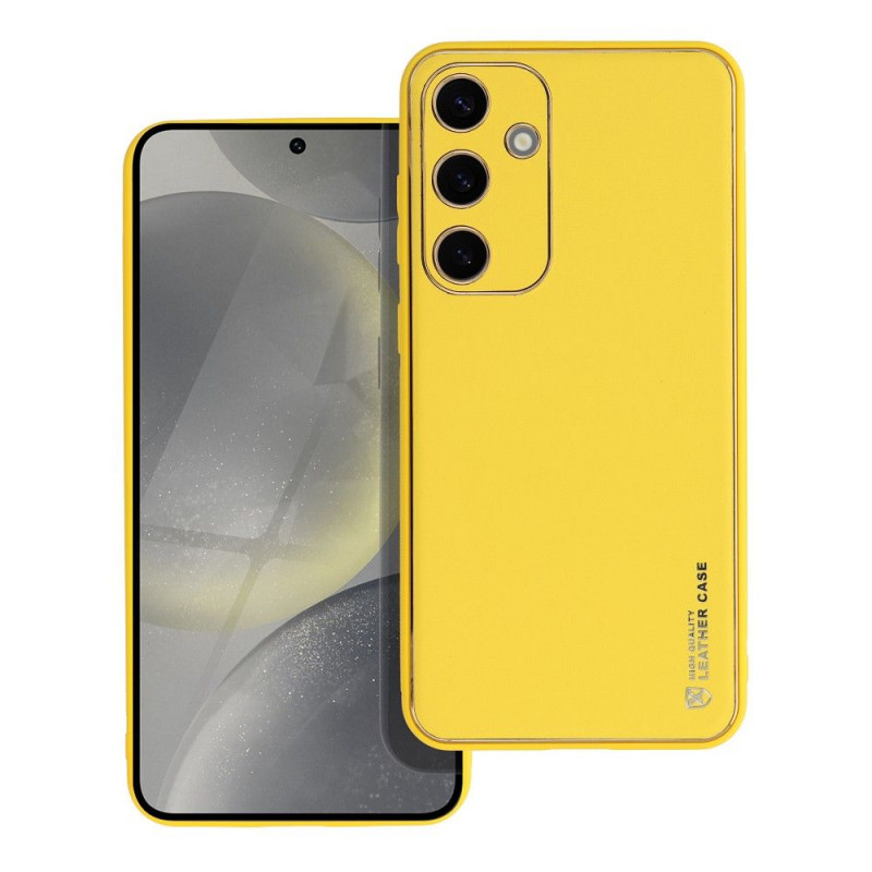 Samsung Galaxy S24 PLUS Coque Leather Jaune