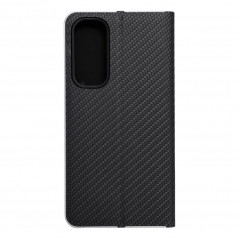 Samsung Galaxy A35 Portefeuilles LUNA Book Carbon Fibre de carbone, Élégant  Noir