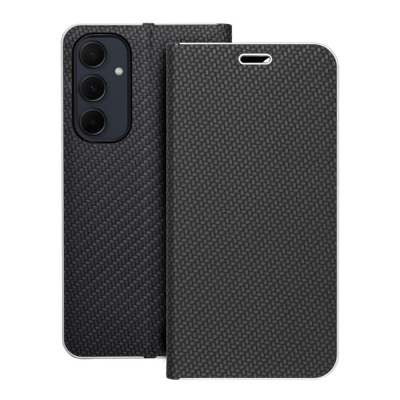 Samsung Galaxy A35 Portefeuilles LUNA Book Carbon Fibre de carbone, Élégant  Noir