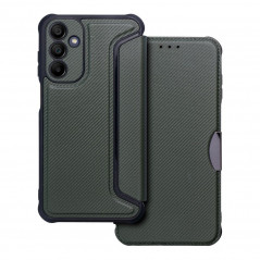 Samsung Galaxy A15 5G Portefeuilles Razor Book Fibre de carbone, Modèle de carbone  Vert foncé