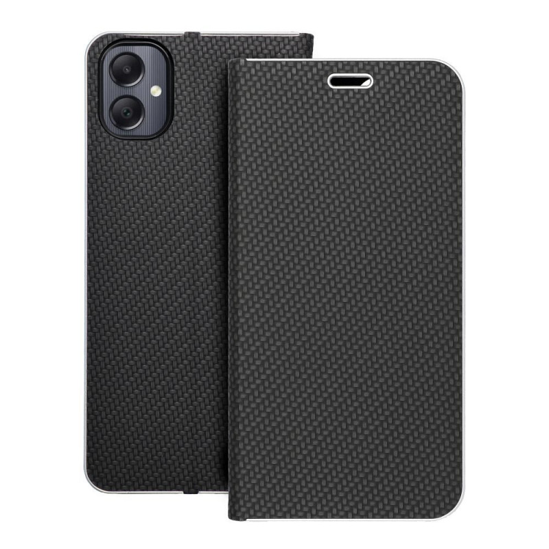 Samsung Galaxy A05 Portefeuilles LUNA Book Carbon Fibre de carbone, Élégant  Noir