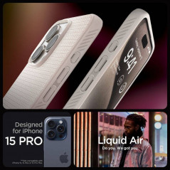 Apple iPhone 15 Pro Max Coque Spigen  Liquid Air Titane naturel