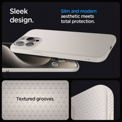 Apple iPhone 15 Pro Max Coque Spigen  Liquid Air Titane naturel
