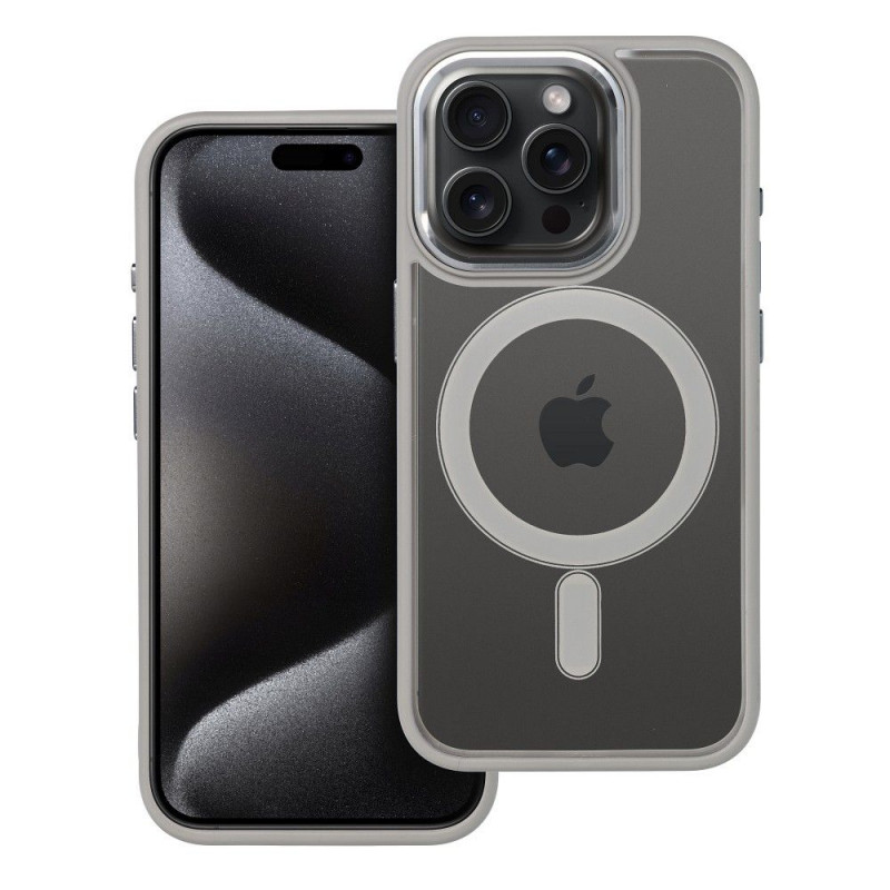 Apple iPhone 15 Pro Coque Color Edge Mag MagSAFE  Gris titane