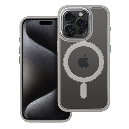 Apple iPhone 15 Pro Coque Color Edge Mag MagSAFE  Gris titane