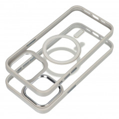 Apple iPhone 15 Pro Max Coque Color Edge Mag MagSAFE  Gris titane
