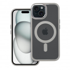 Apple iPhone 15 Coque Color Edge Mag MagSAFE  Gris titane