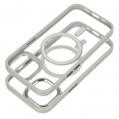 Apple iPhone 15 Coque Color Edge Mag MagSAFE  Gris titane