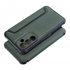 Samsung Galaxy A35 Portefeuilles Razor Book Fibre de carbone, Modèle de carbone  Vert foncé