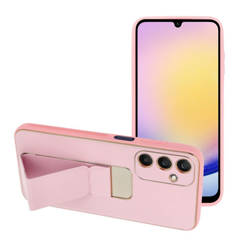 Samsung Galaxy A25 5G Coque LEATHER Case Kickstand Rose