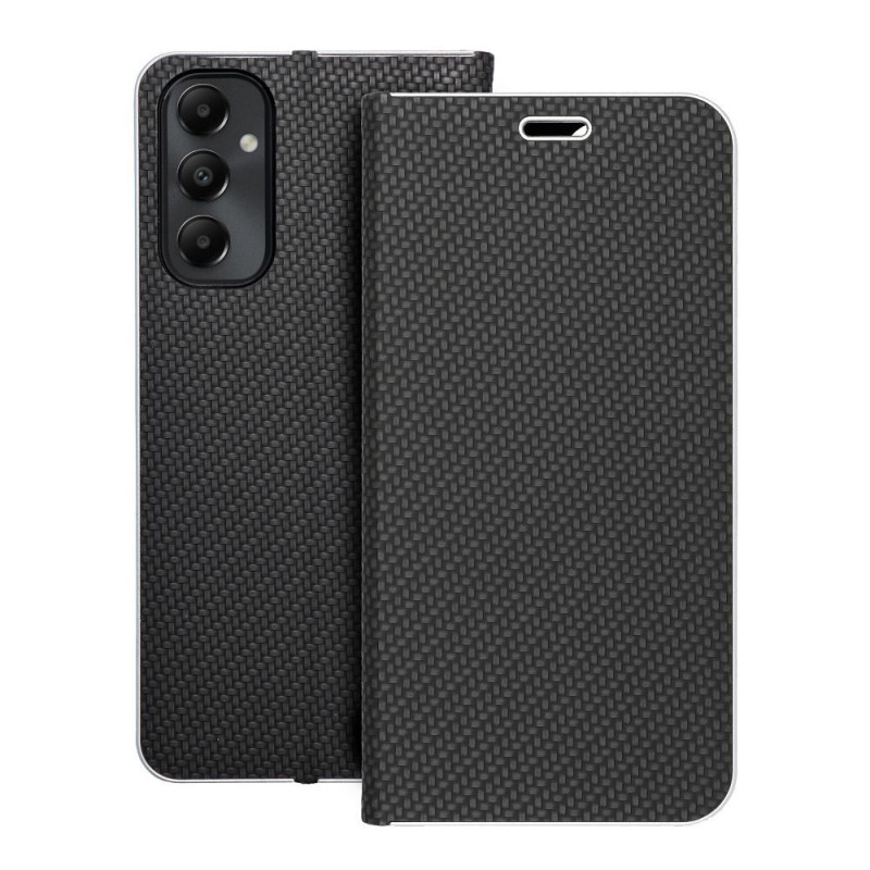 Samsung Galaxy A05s Portefeuilles LUNA Book Carbon Fibre de carbone, Élégant  Noir