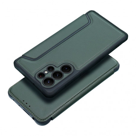 Samsung Galaxy A05s Portefeuilles Razor Book Fibre de carbone, Modèle de carbone  Vert foncé