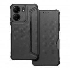 XIAOMI Redmi 13C Portefeuilles Razor Book Fibre de carbone, Modèle de carbone  Noir