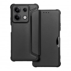 XIAOMI Redmi Note 13 5G Portefeuilles Razor Book Fibre de carbone, Modèle de carbone  Noir