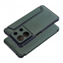 XIAOMI Redmi Note 13 5G Portefeuilles Razor Book Fibre de carbone, Modèle de carbone  Vert foncé